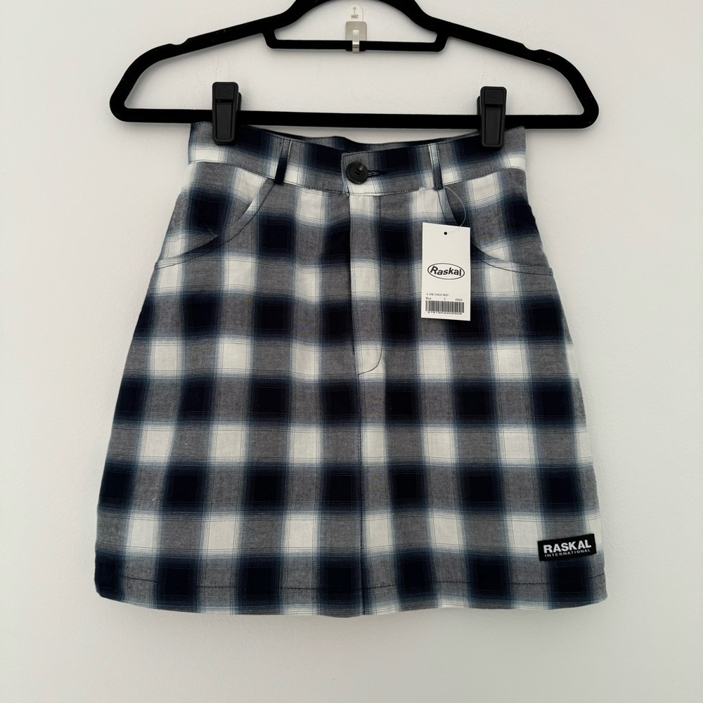 Raskal Plaid Blue A Line Mini Skirt